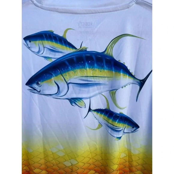KOBALT 1 Mens Long Sleeve Sun Protection Dolphin Fishing T Shirt Multi L MT08 - Picture 5 of 11
